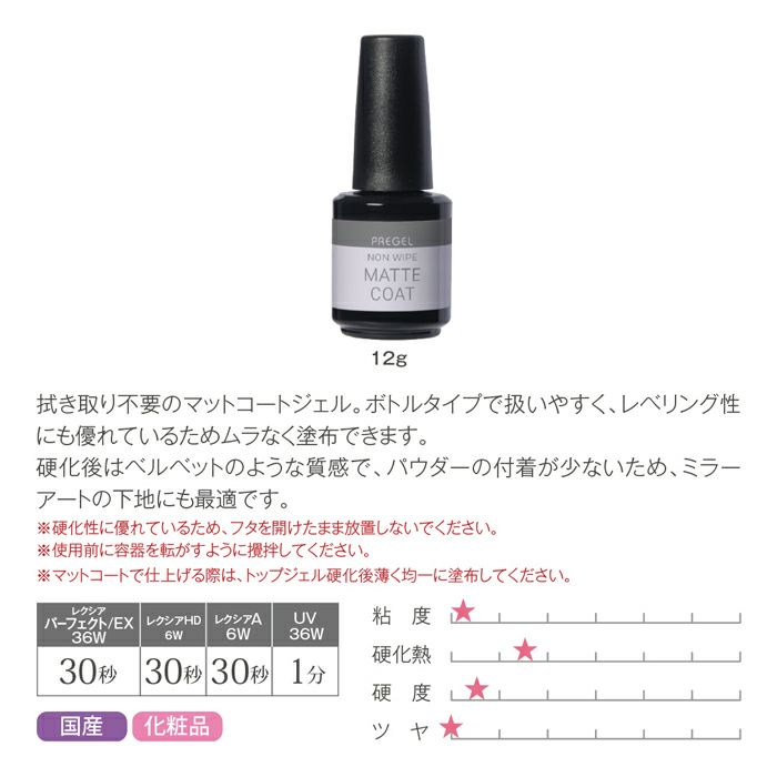 プリジェル　ノンワイプマットコート 　１２ｇ